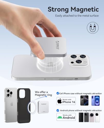 Image of ORICO 128GB Magnetic External SSD, Aluminum Alloy, Up to 150MB /s - K15Mini | External Solid State Drive, Plug & Play Mobile Storage for iPhone, Android, Laptop, Ideal for Student, Home & Office Use