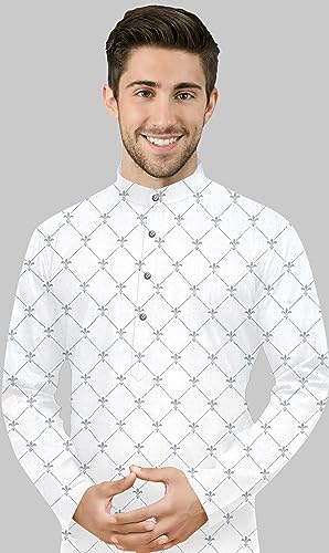 Image of Men's Printed Cotton Kurta