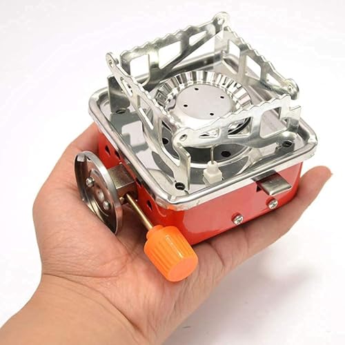 Image of Portable Gas Stove And Picnic Butane Gas Burner For Outdoor Camping Hiking Travelling, To Cooking The Food | Stainless Steel Cylinder, Folding, Camping Equipment (Stove)