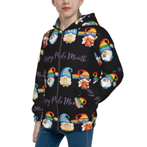 Lgbt Gnome Kid Hoodies Boys Zip Up Sweatshirts Girls Pullover with Pocket