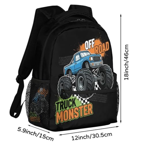 Mochila escolar de camión monstruo azul para portátil de 15.6 pulgadas de estudiantes y jóvenes 2