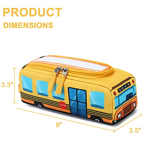 Image of LEDAOU Cute Pencil Case for Kids Girls Boys Pencil Pouch kawaii Pen Pencil Box Bag Holder for School Students (Yellow School Bus)