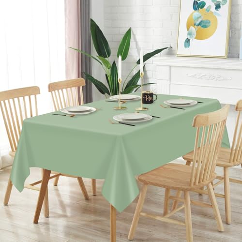 Image of Mulbozy 2 Pcs Sage Green Plastic Tablecloth,Sage Green Table Cloth