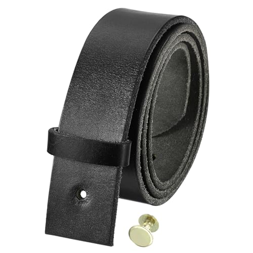uxcell Men Leather Belt Strap without Buckle Head, Width Replacement Straps with Snap Rivet for Pin Buckle Belts