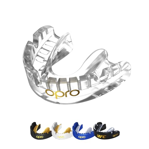 OPRO Gold Level Mouthguard for Braces Premium Fit - Gum Shield Adult (Age 10+) - OPRO Mouth Guard Boxing and MMA Easy Self-Fit Gum Shield Rugby and Hockey - Premium Protection with Dental Warranty