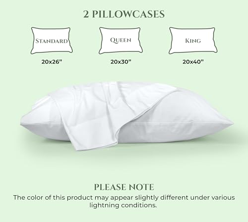 Image of Royale Linens 100% Cotton Pillow Cases Queen Size Set of 2 - Percale Pillowcase - White Pillow Cases Super Soft Cooling & Breathable Hotel Cotton Pillowcases, Fits Queen Pillows (20 inchx30 inch, White)