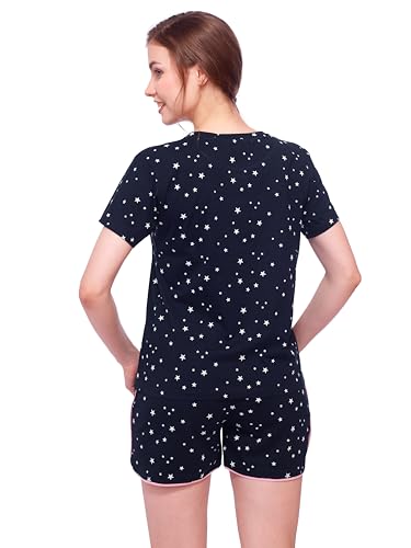 Image of LOTIK Women's Cotton Star Print Top & Shorts Nightwear Set