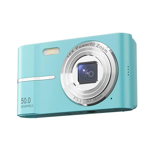 Cámara Digital 4K HD 1080P 5000W Píxeles Zoom 16x Vlog con Enfoque Automático Compatible Tarjeta TF De 4-128GB Toma Nítida Suave(Light Green)