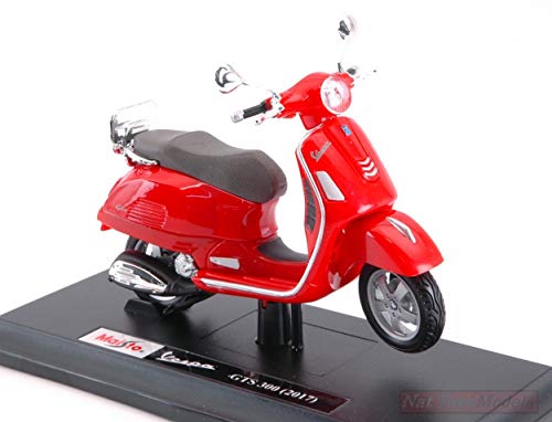 Peso/Weight: 1.2 Maisto Model Compatibile con Vespa GTS 300 2017 Red 1:18 DIECAST MI16889