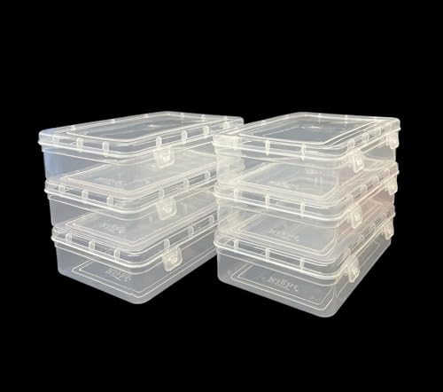 URBAA Small Storage Boxes container with Lock Lid, Jewellery Case Organiser(PUREPACK33-6) 200ml (Clear, 13 x 9 x 4 Cm) - Set of 6, Rectangular
