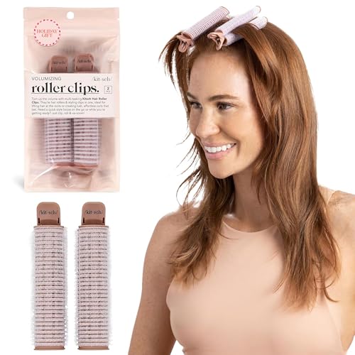 Kitsch Volumizing Hair Clips for Women - Hair Rollers for Volume & Curls - Volumizing Hair Products, Hair Roller Clips for Effortless Curls That Last - 2pc, Terracotta