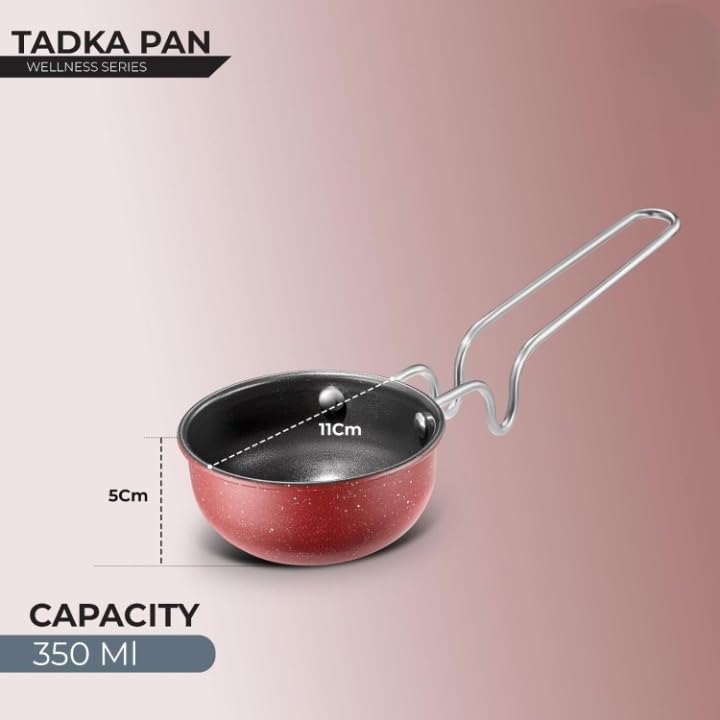 LAZYwindow Premium Nonstick Tadka Pan, 11cm Diameter, Maroon Base | Small Frying Pan for Tempering Spices, Gas & Induction Compatible | Cool-Touch... - Image 7
