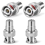 Qulkws 4 Pcs BNC Male to RCA Female Coaxial Connector Adapter, Copper Coax Converter, BNC-RCA Coupler, for TV Monitor, CCTV Camera, DVR Systems, Surveillance System