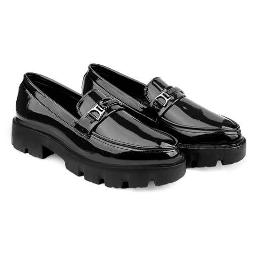 Image of WUGATTI Men's Patent Leather Comfortable & Office Wear Slip-On Loafers