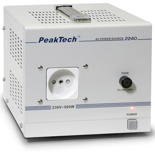 PeakTech P 2240 - Mobiler Trenntransformator - Sicherheitstransformator Messgerät mit galvanischer Isolierung - Schutzklasse 1 - Ringkern Trenntrafo 230V Eingang, 500W Ausgang - 160x125x235mm
