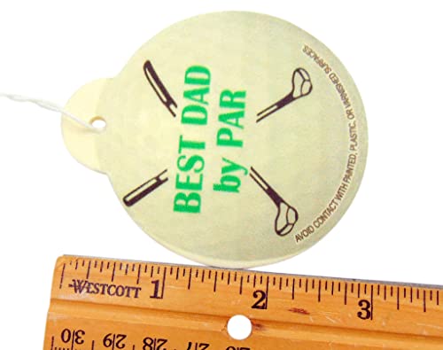 Image of Westmon Works Best Dad by Par Golf Ball Air Freshener Rearview Mirror Decoration Novelty Present for Fathers Day Golfing Dads and Grandfathers with New Car Scent