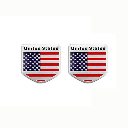 Image of 2 Pack of 3D Aluminium American Flag Sticker US USA Flag Car Door Fender Badge Hood Head Tailgate Rear Emblem for Ford F-150 Mustang GT Dodge Ram Chevrolet Accessories