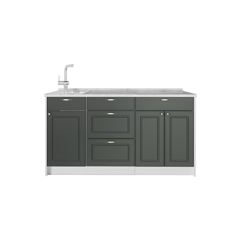 Vicco Bloc Cuisine Fame-Line, Vert Or Campagne/Blanc 150 cm