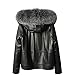 DSGYU Women Jackets Leather Coat Female Detachabl Collar Motorcycle Top Women's Leather Jacket Hooded (Color : Black, Size : S Code)