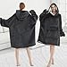 Mewkou Wearable Blanket Hoodie for Adult,Oversized Sherpa Fleece Blanket Hoodie for Women Men,Grey