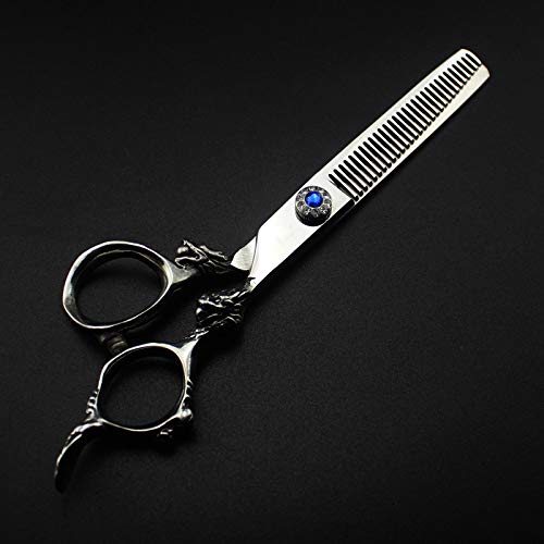 Professional Hair Cutting Shears, Professional Japan 440c 6 inch gem dragon handle hair cutting scissors haircut thinning barber haircutting shears Hairdresser scissors kit (Color : Set)