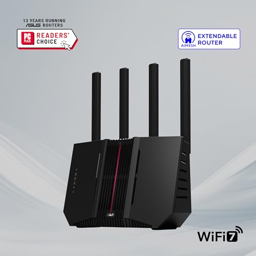 Image of ASUS RT-BE9700 WiFi 7 Router - Tri-Band (6GHz), 9.7 Gbps, x2 WAN, Mesh