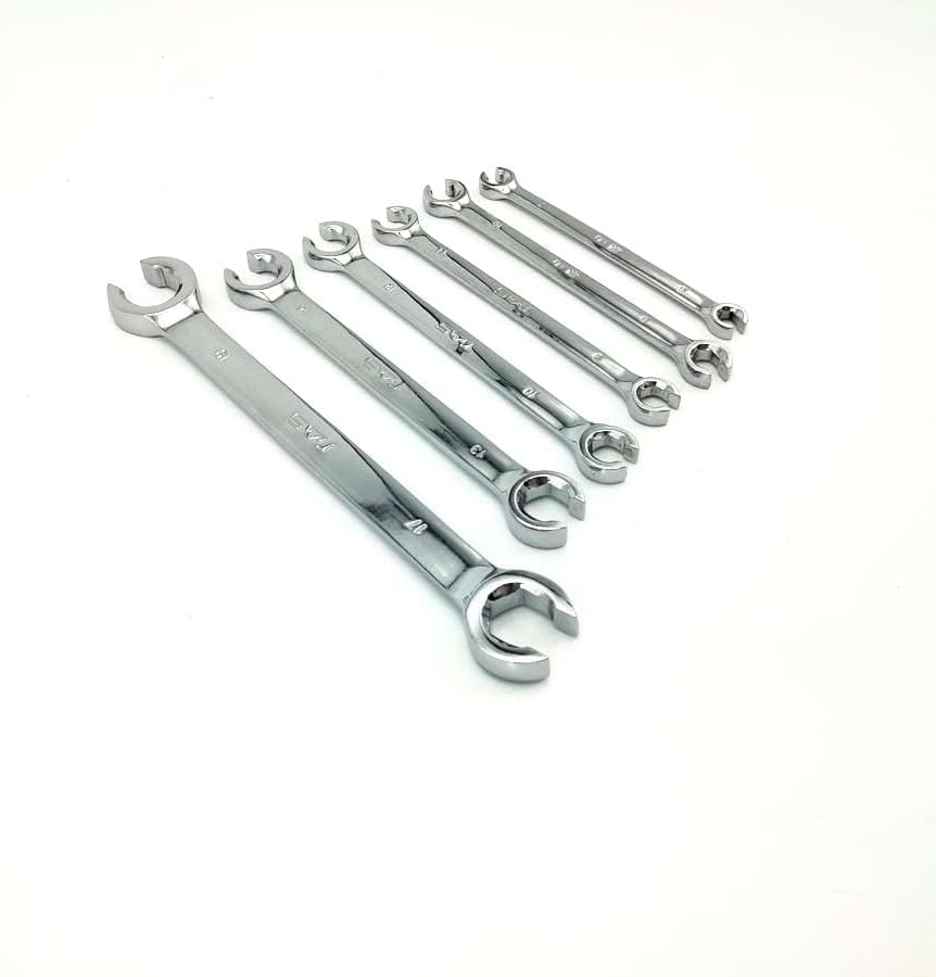 6 PCS 6 Point 6mm - 19mm Metric Flared Nut Spanner Wrench Set Chrome Vanadium Steel