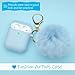 CTYBB for Airpod Case,Silicone Airpods Case Cover with Fur Ball Keychain Compatible with Apple Airpods 2/1 (Front LED Visible) Light Blue