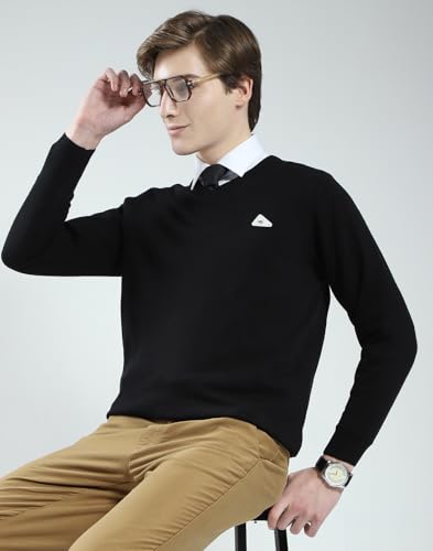 Image of Monte Carlo Men's Regular Fit Pullover | Solid V Neck Style | Full Sleeves Pull On | Warm & Stylish Winter Fashion Sweater | Winter Sweater for Men's