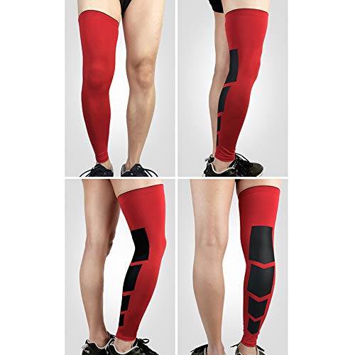Tcare - Mangas de compresión para recuperación de pierna, para deportes, fútbol, baloncesto, ciclismo, estiramiento, rodilla, manga larga, color rojo, tamaño extra-large