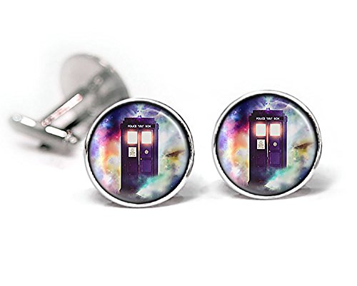 Doctor Who Cufflinks, Tardis Tie Clip, Dr Who Tardis Cuff Links Tack, Time Lord Jewelry, Gallifrey Doctor Who Wedding Party