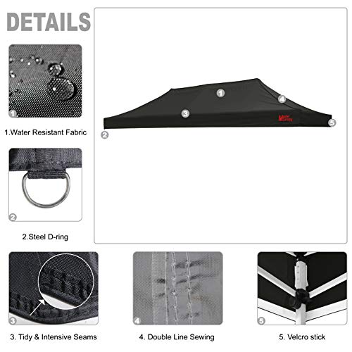 Image of MASTERCANOPY Replacement Canopy Cover for 10x20 Pop Up Canopy (10x20, Black)