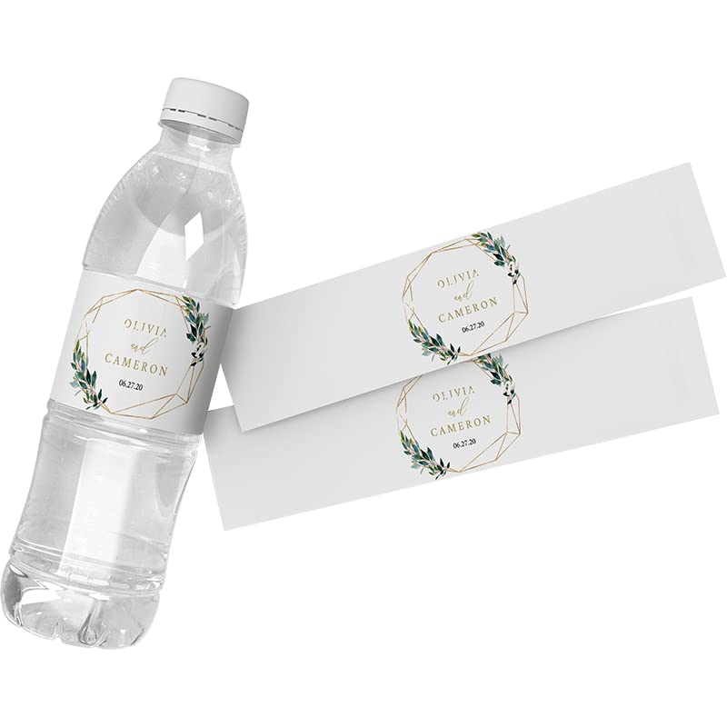 30Pcs Personalized Custom Personalized Floral Wedding Water Bottle Labels Stickers Birthday Anniversary Bride Show Graduation (A)