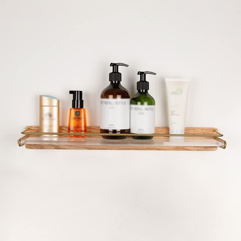 Ruiseawing Shower Shelf Racks Wall Mounted Bathroom Storage Rack Acrylic Bathroom Shelves with Towel bar Towel Shelf Shower