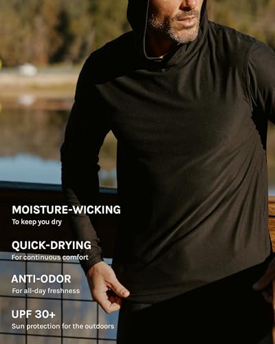 INTO THE AM Long Sleeve Active Hoodie S-4XL Lightweight Workout UPF 30+ UV Sun Protection Hooded Fishing Shirts for Men4