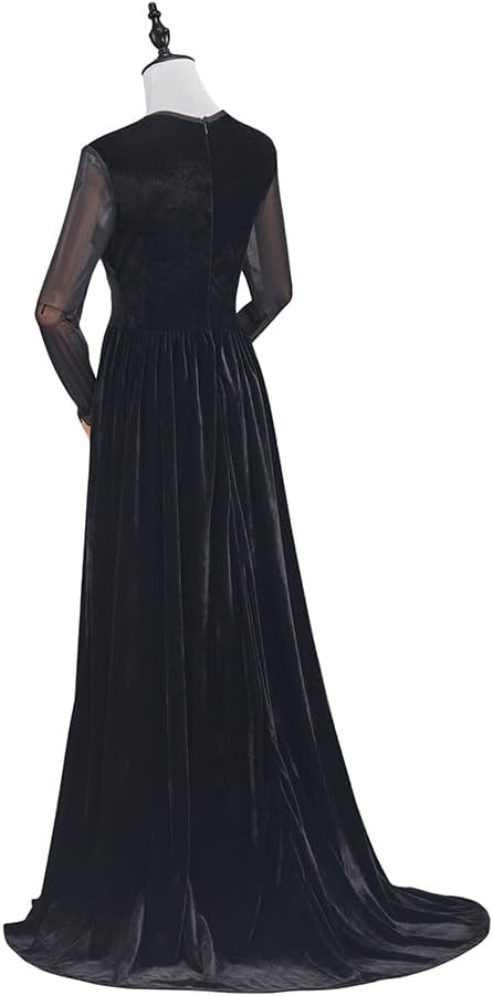 Women's Gothic Victorian Witch Vampire Cosplay Costume Black Vintage Medieval Renaissance Gown with Cloak - Image 5
