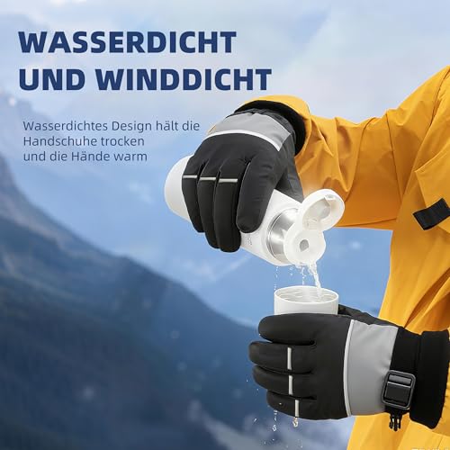 PAABOW Handschuhe Herren Damen,Winterhandschuhe,wasserdichte Warme Touchscreen Handschuhe Winter,Skihandschuhe Fahrradhandschuhe für Reiten Laufen Motorrad Wandern Radfahren (S)