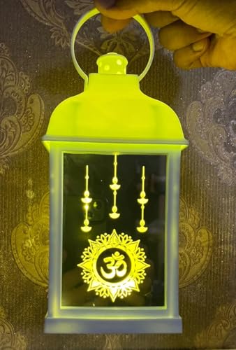 Image of Antique LED Mandir Lantern Hurricane Lamp - Flameless & Smokeless Acrylic Tent Light, Wall Hanging Candle Holder for Home, Living Room, Camping Decor (Yellow) | Popo Toys