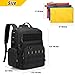 Rexmica Tool Bag Backpack for Men with 3 Tool Pouches, Heavy-Duty Tool Storage Organizer Bag with Padded Shoulder & Waist Support, Tactical Work Tool Bag for Electrician, Repairman, HVAC Techs, Black