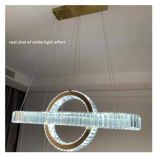 Lustre LED Modique Ovale Chrome et Or Finition Luxe - 2