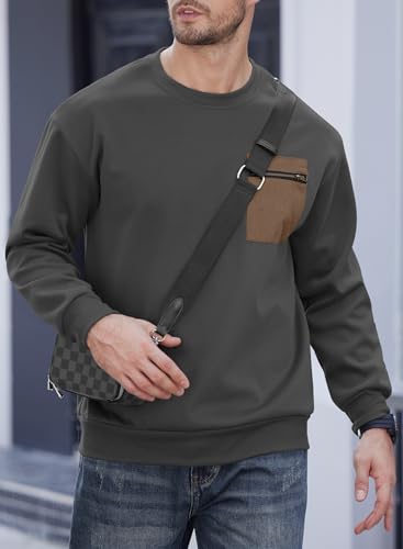 Men's Casual Crewneck Sweatshirts Pullover with Chest Pocket (S-XXL)3