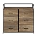HOMECHO Fabric Dresser with 6 Drawers, Wide Chest of Drawers with Wood Top, Sturdy Metal Frame, Furniture Storage Tower for Bedroom, Closets, Hallway, Entryway, Rustic Brown