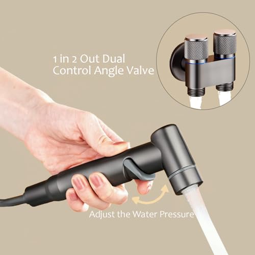 Kit douchette bidet gris avec flexible télescopique 2m et support - 5