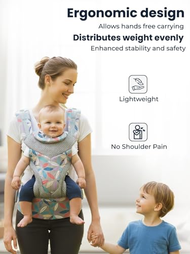 Image of POLKA TOTS Baby Carrier for 0 to 3 Year Baby | Ergonomic Breathable Cotton Carrying Bag with Adjustable Straps | Newborn Baby Holder with Extra Cushioning, M-Shape Seating position & Safety Belt | for New borns & Toddlers Up to 20kgs