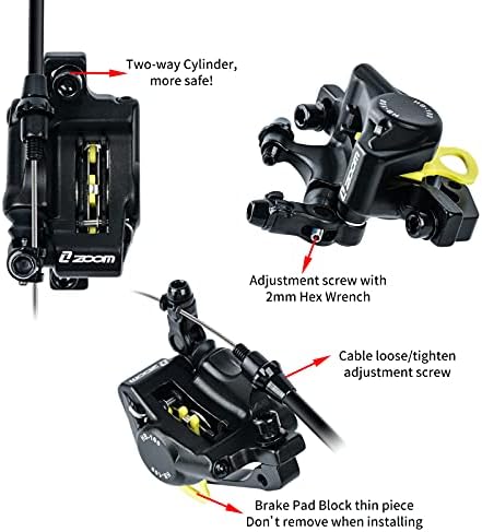 RUJOI Bike Disc Brake Kit, Line Pull Hydraulic Disc Brake Set with Aluminum Oil Pressure Caliper, Alloy Bicycle Brake Lever,