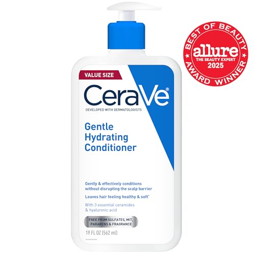 CeraVe Gentle Hydrating Conditioner, Hair Conditioner With Ceramides, Niacinamide & Hyaluronic Acid, Sulfate Free & Color Safe, Moisturizing Conditioner For All Hair & Scalp Types, 19oz