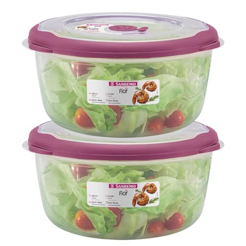Image of Tribello Large 10 Cup Food Storage Bowl with Lid, Salad Bowl With Airtight /Steam Vent Lid Dishwasher /Freezer and Microwave Safe Container For Serving and Storing, BPA Free - Round - 80 Oz - 2 Pack