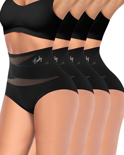 Image of MIOTAN Women's High Waisted Underwear Full Coverage Compression Briefs 4/5 Packs Panties Postpartum Comfortable