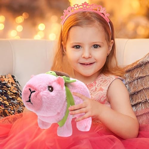 Capibara en peluche électrique extra douce avec son petit sac à dos rigolo