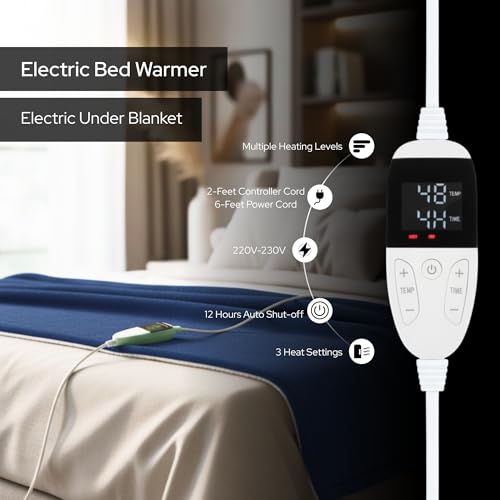 Image of Utopia Bedding Electric Blanket for Double Bed with 6 Heating Levels and 2-10 Hours Time Settings, Flannel to Sherpa Super Cozy Heated Blanket Machine Washable 153x153 cm